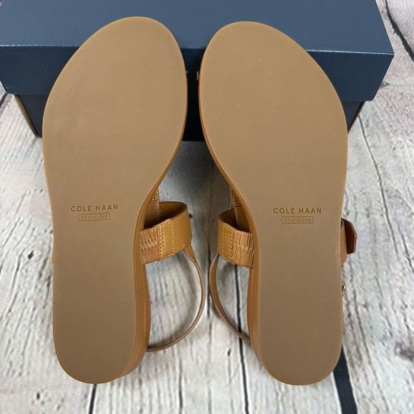 Cole Haan Women’s Francine Demi Thong Sandals Pecan Leather Double Buckles 5.5B - Picture 6 of 6